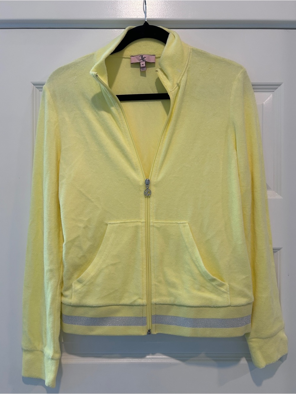 Juicy Couture Jacket Women's Medium Yellow Terry Cloth Track Y2K Zip Up